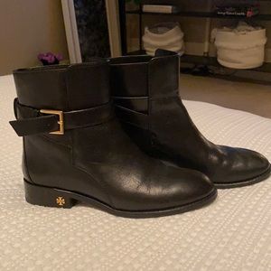 Tory Burch black leather ankle boots - near perfect condition!